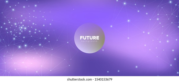 Data Tech Concept. Violet Science Visualization. Purple 3d Minimal Background. Magic Polygonal Texture. Abstract Data Flow. Cosmic Science Wallpaper. Gradient Illustration. High Big Data Banner.