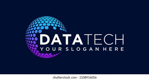 data tech globe logo design vector symbol icon.