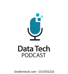 data tech podcast mic logo design