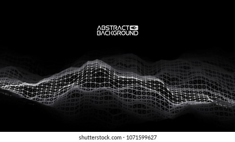 Data technology abstract futuristic illustration . Low poly shape with connecting dots and lines on dark background. 3D . Big data visualization .