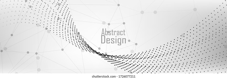 Data technology abstract futuristic illustration . Low poly shape with connecting dots and lines on dark background. Big data visualization .