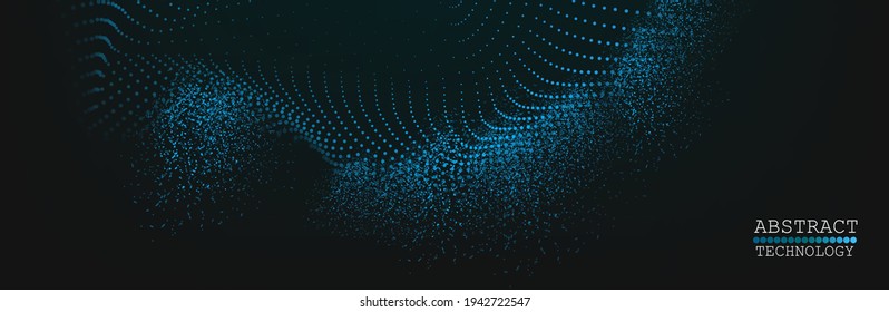 Data technology abstract futuristic illustration . Low poly shape with connecting dots and lines on dark background. Vector illustration.