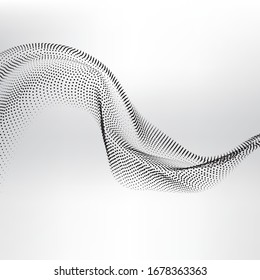 Data technology background. Abstract background. Connecting dots and lines on dark background. Abstract digital wave particles. Abstract halftone illustration background.