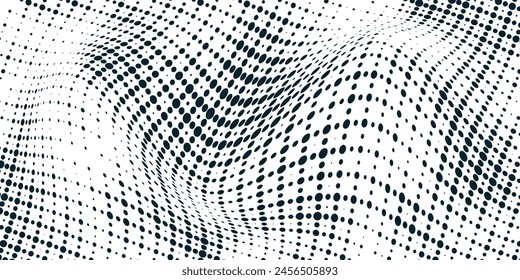 Data technology background. Abstract background. Connecting dots and lines on dark background. Abstract digital wave particles. Abstract halftone illustration background.