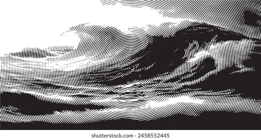 Data technology background. Abstract background. Connecting dots and lines on dark background. Abstract digital wave particles. Abstract halftone illustration background	