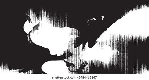 Data technology background. Abstract background. Connecting dots and lines on dark background. Abstract digital wave particles. Abstract halftone illustration background.