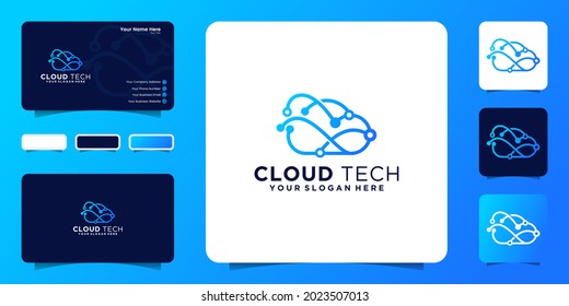 data technology cloud logo design inspiration with interconnected connection lines