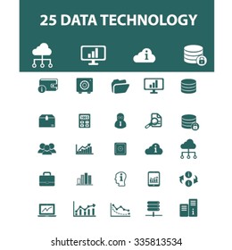 data, technology, database, hosting, analytics  icons, signs vector concept set for infographics, mobile, website, application
