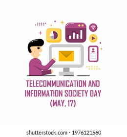 Data and technology flat illustration. Easy to edit with vector file. Can use for your creative content. Especially about telecommunication and information day campaign in this may.