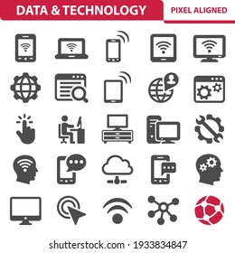 Data, Technology Icons. Professional, pixel perfect icons, EPS 10 format.