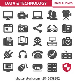 Data, Technology, IT Icons. Professional, pixel perfect icons, EPS 10 format.