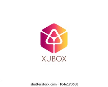 data technology logo. logotype letter Y symbol. abstract geometric triangle in hexagonal cube box icon for corporate business, apps.  template Vector illustration.