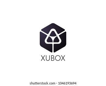 data technology logo. logotype letter Y symbol. abstract geometric triangle in hexagonal cube box icon for corporate business, apps.  template Vector illustration.