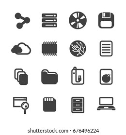 Data technology storage digital device icon set vector