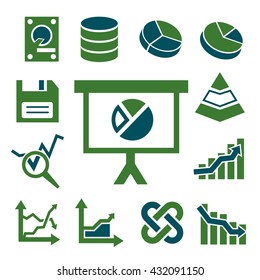 data technology , data transfer , data analysis icon set