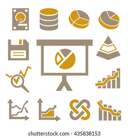 data technology , data transfer , data analysis icon set