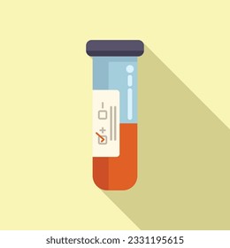 Datentestrohr-Symbol mit flachem Vektor. Medizinisches Labor. Ergebnisklinik