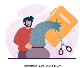 Data theft concept. Cyber attack, hacker stealing personal data and money from digital media or social network. Flat vector illustration