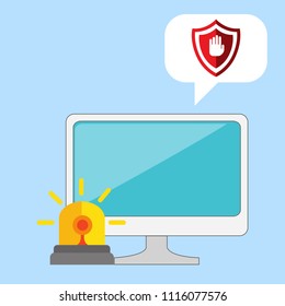 Data theft. Hacker breaks into computer. Cyber attacker trying to hack computer. Vector illustration.