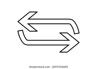 Ícone de setas de transferência de dados, ícone de símbolo de seta para a esquerda e para a direita, ilustração de vetor da transferência de dados do exchange isolada. 
