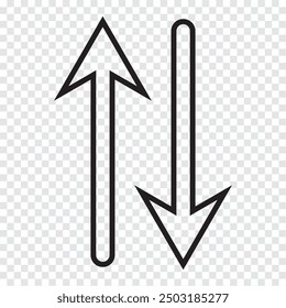 Data transfer arrows icon vector. Recycling, exchange, left and right and direction sing, up and down symbol arrow icon in transparent background. Vector illustration.
