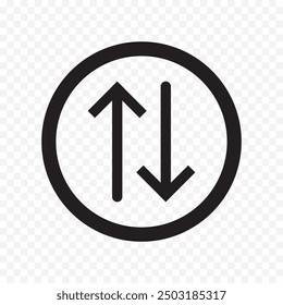 Data transfer arrows icon vector. Recycling, exchange, left and right and direction sing, up and down symbol arrow icon in transparent background. Vector illustration.