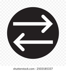 Data transfer arrows icon vector. Recycling, exchange, left and right and direction sing, up and down symbol arrow icon in transparent background. Vector illustration.