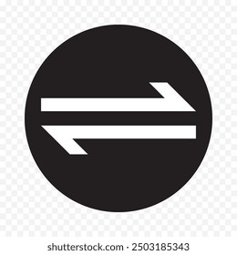 Data transfer arrows icon vector. Recycling, exchange, left and right and direction sing, up and down symbol arrow icon in transparent background. Vector illustration.