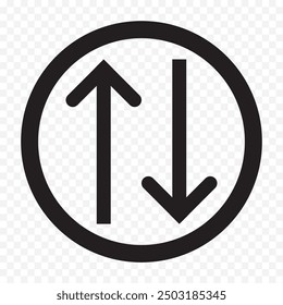 Data transfer arrows icon vector. Recycling, exchange, left and right and direction sing, up and down symbol arrow icon in transparent background. Vector illustration.