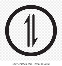 Data transfer arrows icon vector. Recycling, exchange, left and right and direction sing, up and down symbol arrow icon in transparent background. Vector illustration.