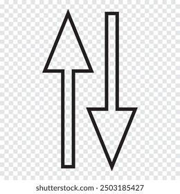 Data transfer arrows icon vector. Recycling, exchange, left and right and direction sing, up and down symbol arrow icon in transparent background. Vector illustration.
