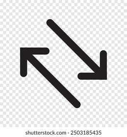 Data transfer arrows icon vector. Recycling, exchange, left and right and direction sing, up and down symbol arrow icon in transparent background. Vector illustration.