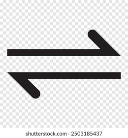 Data transfer arrows icon vector. Recycling, exchange, left and right and direction sing, up and down symbol arrow icon in transparent background. Vector illustration.