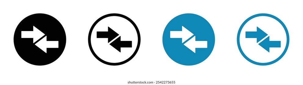 Conceitos de vetor de setas de transferência de dados. Conjunto de sinais de vetor de seta de transferência de dados. Ícone de seta para transferência de dados