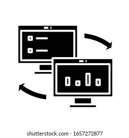 Data transfer black icon, concept illustration, vector flat symbol, glyph sign.