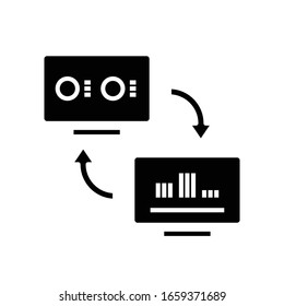 Data transfer black icon, concept illustration, vector flat symbol, glyph sign.
