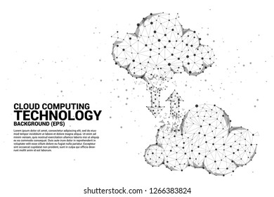 Data transfer with Cloud computing network concept polygon dot connected line. Concept of cloud server, Storage and data