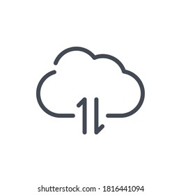 Datenübertragung der Cloud-Dienstlinie Symbol. Synchronisierung von Cloud-Server-Vektorgrafik-Zeichen.