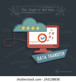 Data transfer design on blackboard background,clean vector