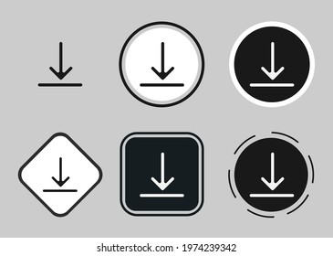 data transfer down icon set. Collection of high quality black outline logo for web site design and mobile dark mode apps. Vector illustration on a white background	