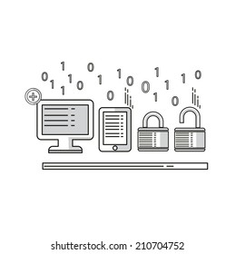 Data transfer drawing,clean vector