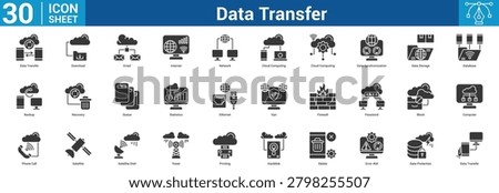 Data Transfer editable icon set vector illustration concept for business with icon of Data Transfer, Download, Email, Internet, Network, Cloud Computing, Cloud Computing, Data Synchronization, Dat.