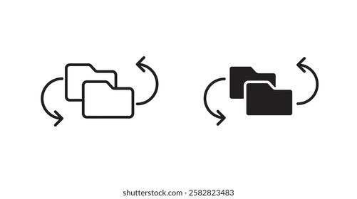 Data transfer filled and outlined icons vectors on white background