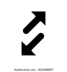 Icono de glifo de transferencia de datos. Flechas. El vector rellena la ilustración negra.