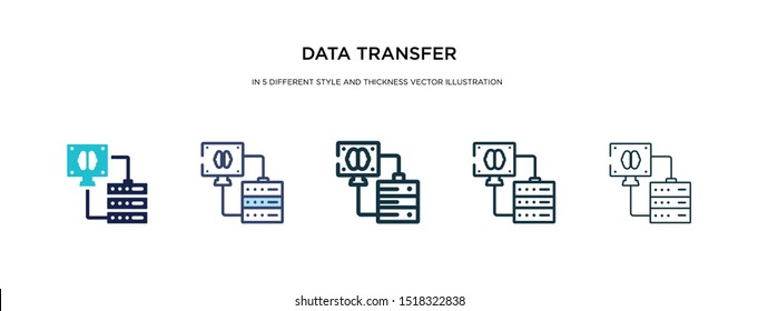 data transfer icon in different style and thickness vector illustration. two colored and black data transfer vector icons in filled, outline, line, stroke style can be used for web, mobile, ui