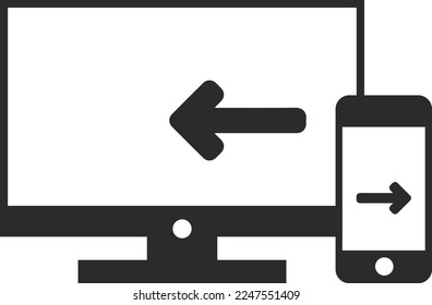 Data transfer icon, information transfer icon black vector