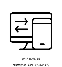 data transfer icon. Line Art Style Design Isolated On White Background