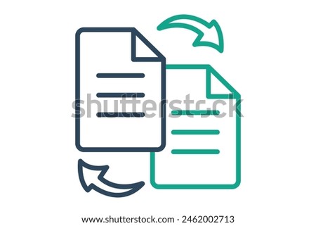 data transfer icon. notes with arrow. icon related to information technology. line icon style. technology element vector illustration