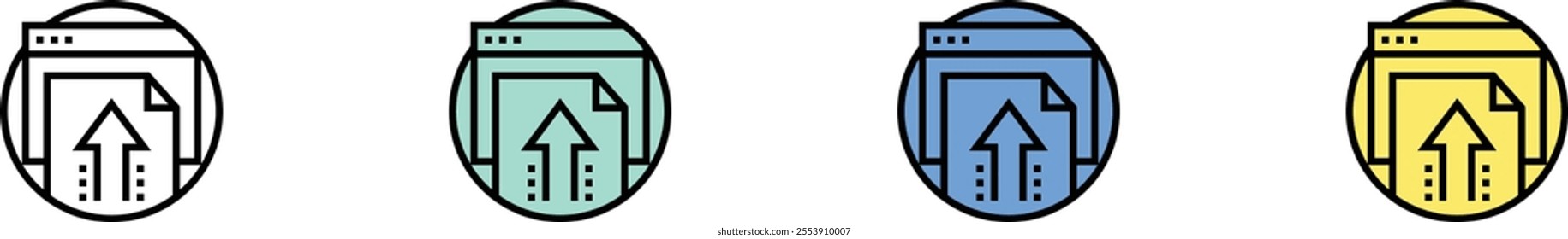 data transfer icon. Outline, Green, Blue and Yellow Style Design Isolated On White Background