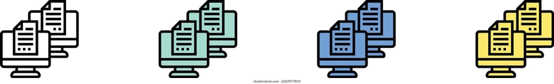 data transfer icon. Outline, Green, Blue and Yellow Style Design Isolated On White Background